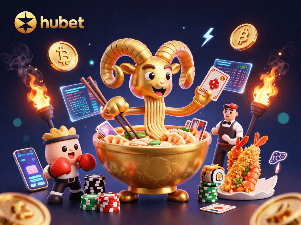Experience the excitement of hubet gaming with vibrant characters, glowing coins, and dynamic casino elements.