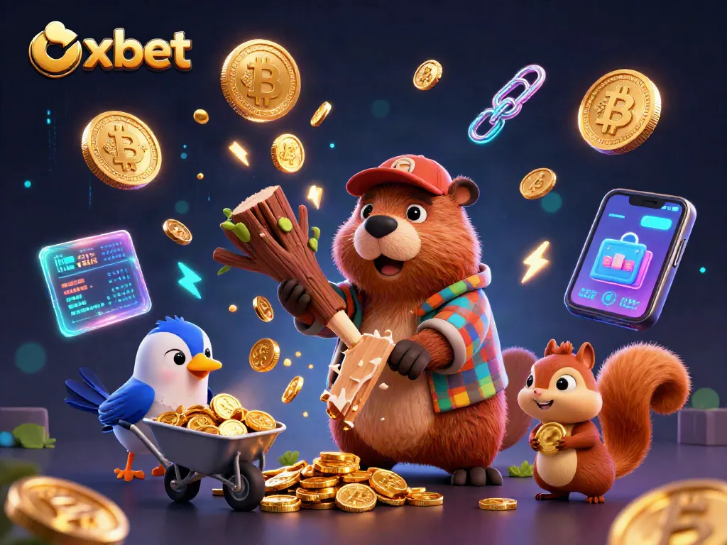 Experience vibrant gameplay with oxbet featuring a beaver betting in a rich casino scene.