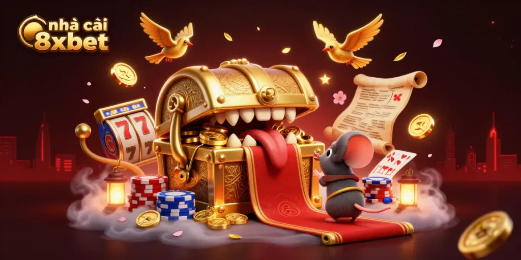 Engage with nhà cái 8xbet's vibrant casino universe filled with animated treasures, games, and excitement.