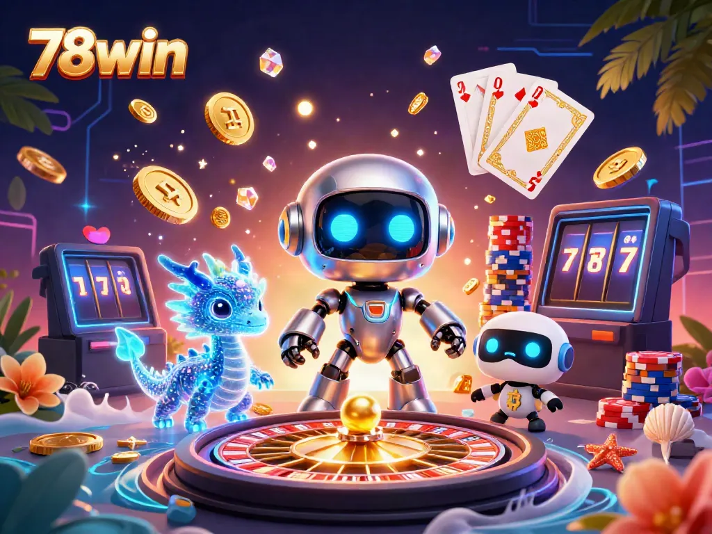 Engage with thrilling gameplay at 78win, showcasing dynamic casino elements and vibrant 3D visuals.