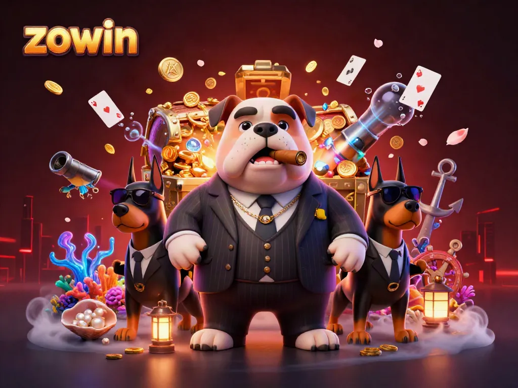 Zowin brings excitement with a casino scene featuring a bulldog mafia boss and bodyguard Dobermans.