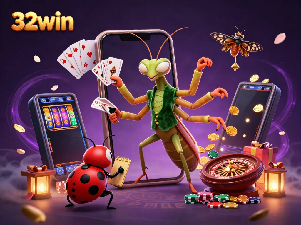 Experience thrilling gameplay with 32win, featuring vibrant casino elements in a captivating scene.