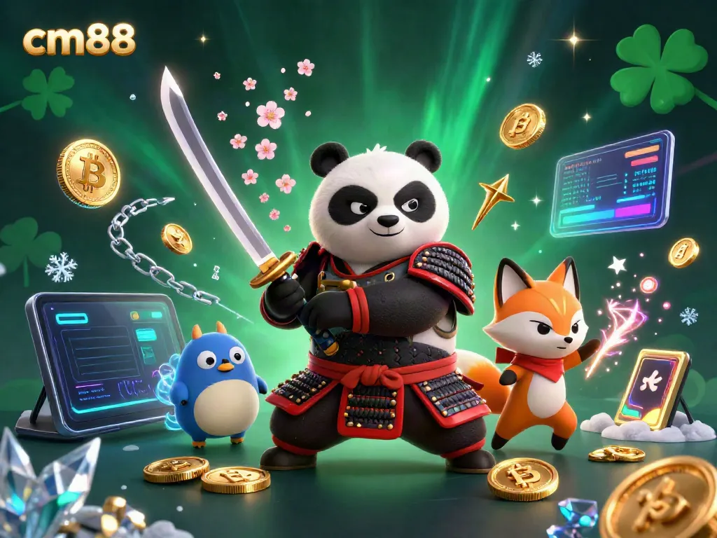 Win big with cm88 at this thrilling online casino featuring samurai panda and magical characters.