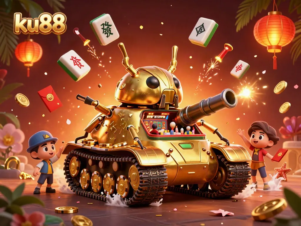 Experience the excitement of ku88 with a vibrant casino scene in 3D featuring a golden beetle tank.