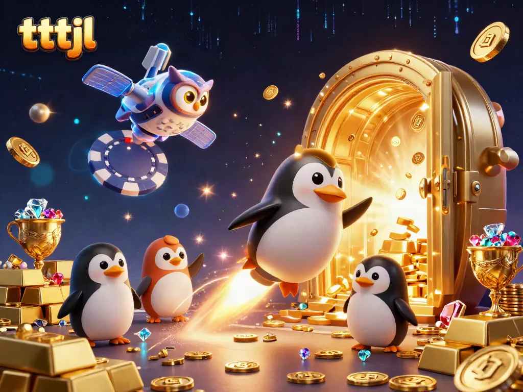 Experience thrilling action with tttjl in this vibrant 3D casino adventure featuring a golden penguin.