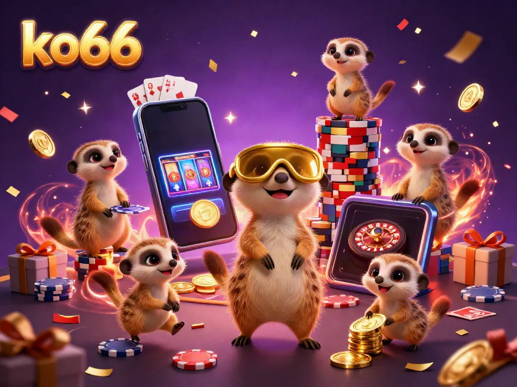 Experience thrilling gameplay at ko66 with lively meerkats in a colorful casino setting.