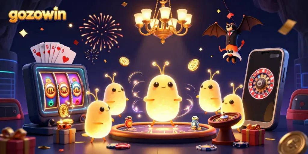 Light up your gaming experience at gozowin with vibrant glowworms and exciting casino elements.