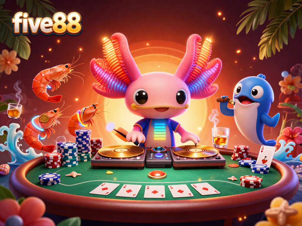 Experience exhilarating poker action with five88 at a vibrant underwater casino scene.