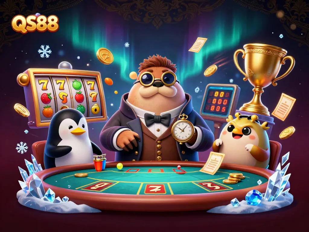 Engage in epic gaming at QS88 with an underwater poker scene featuring vibrant 3D characters.
